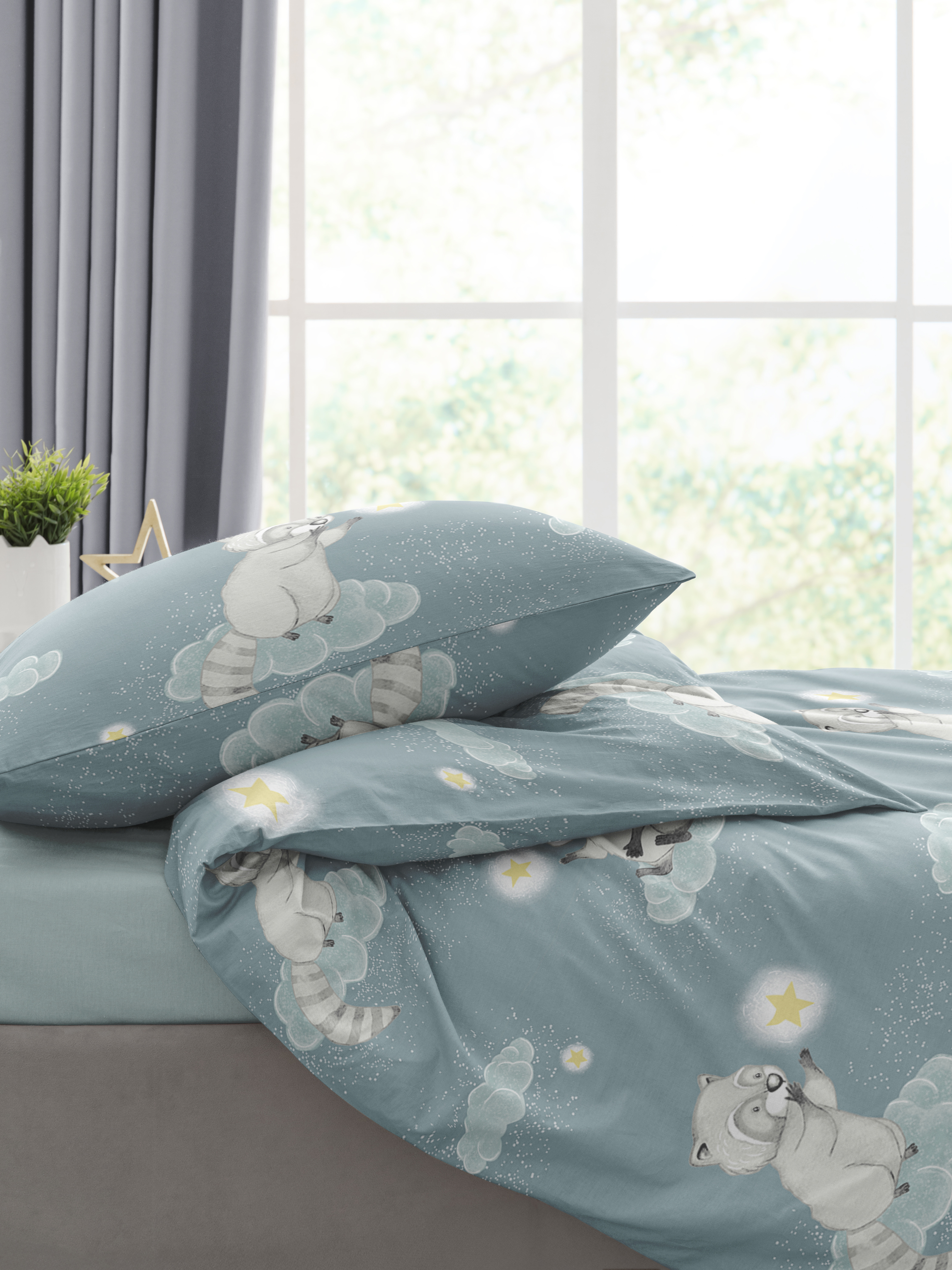 Комплект постельного белья Ночь Нежна Енотики полутораспальный 3 предм. - фото 9