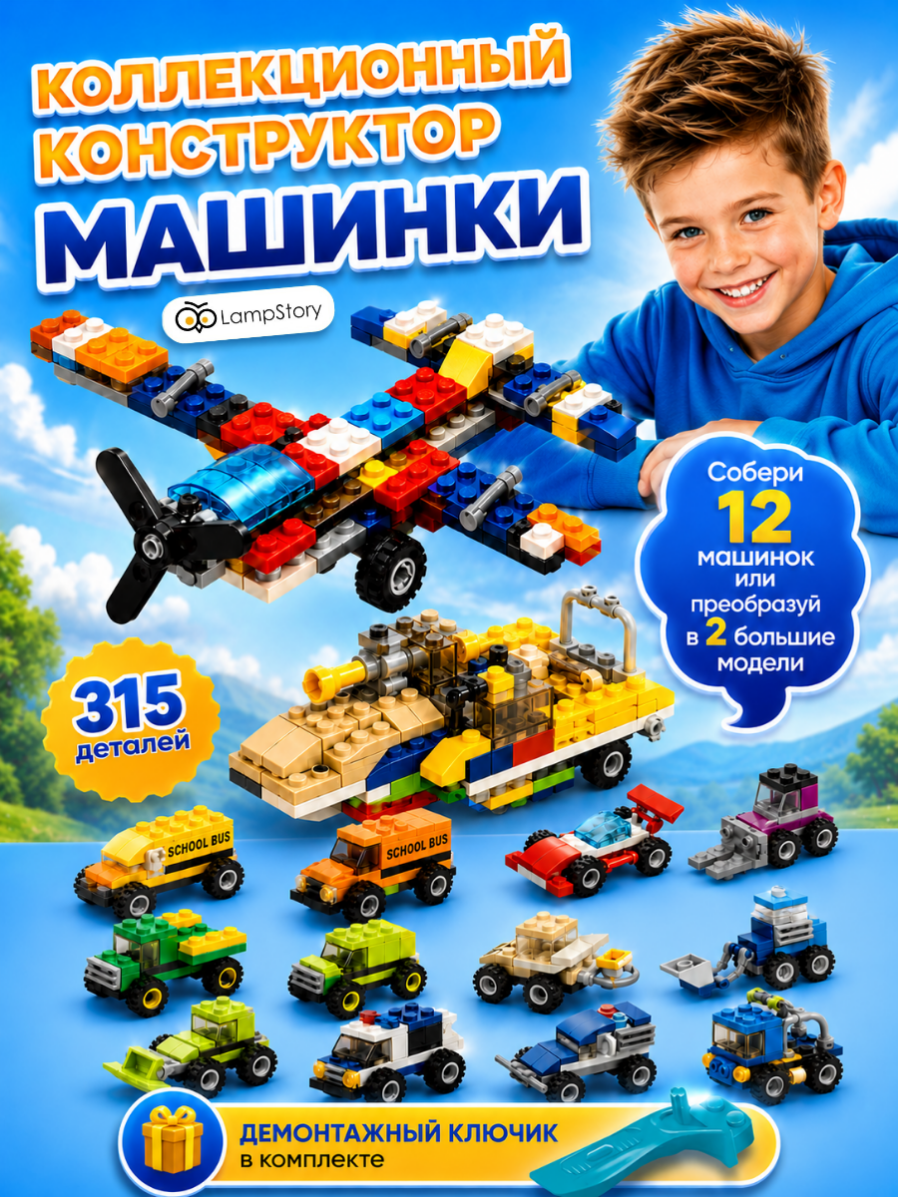 Конструктор LampStory Машинки 315 дет. - фото 1