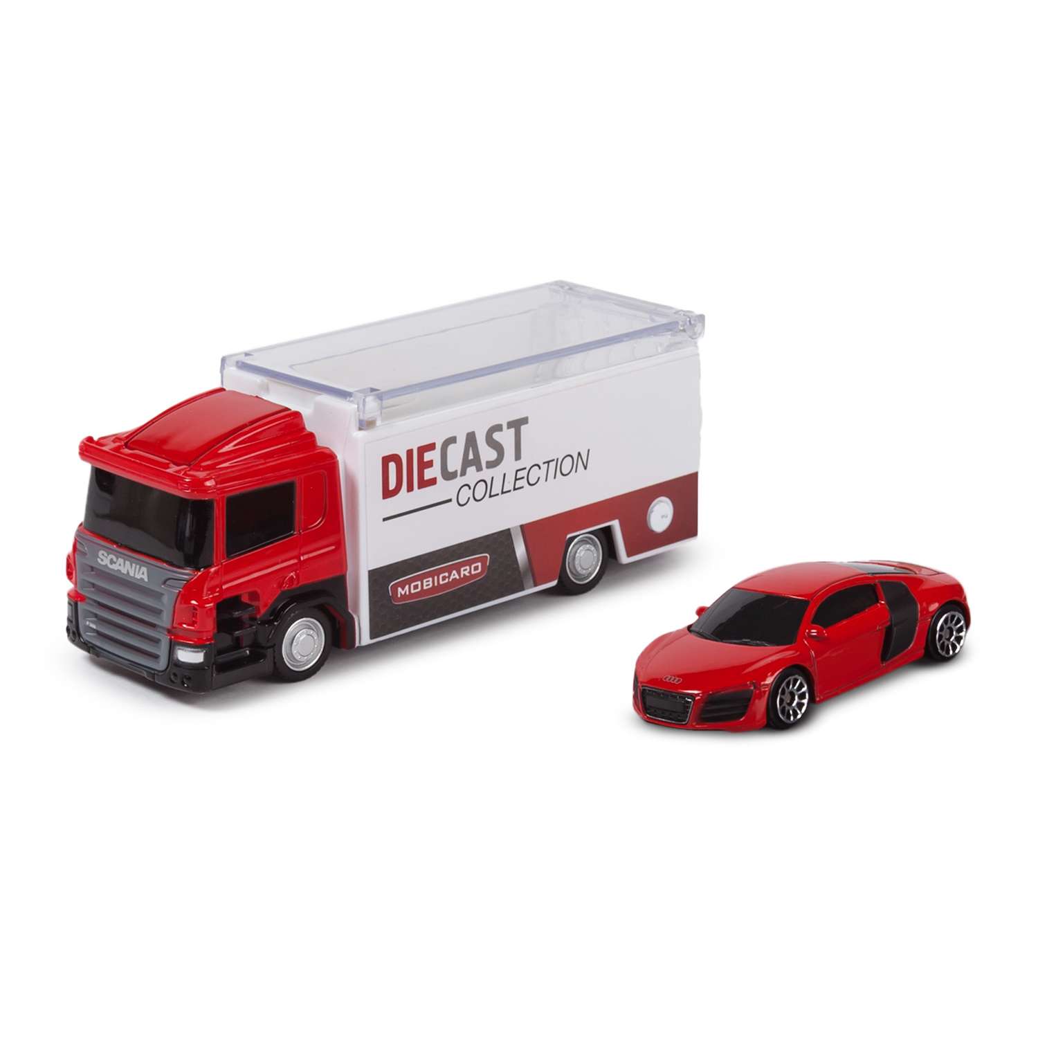 Игровой набор Mobicaro Audi Грузовик+ Audi R8 1:64 красный 144101S(A) - фото 1