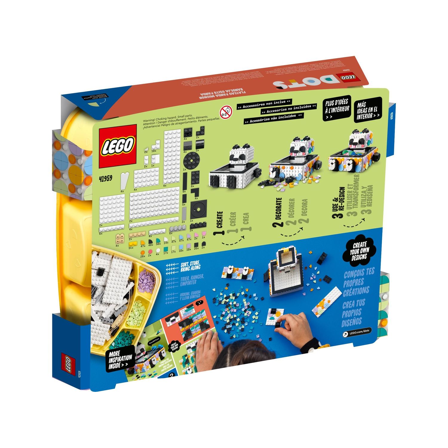 Конструктор LEGO DOTS Cute Panda Tray блочный - фото 7