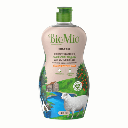 Средство для мытья посуды и овощей Bio Mio Bio-Care Мандарин Хлопок 450мл