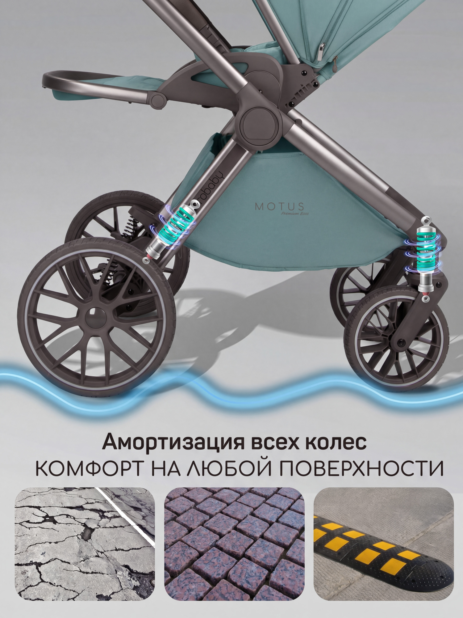 Коляска 2в1 Amarobaby Motus Premium Ecco Exclusive голубой - фото 8