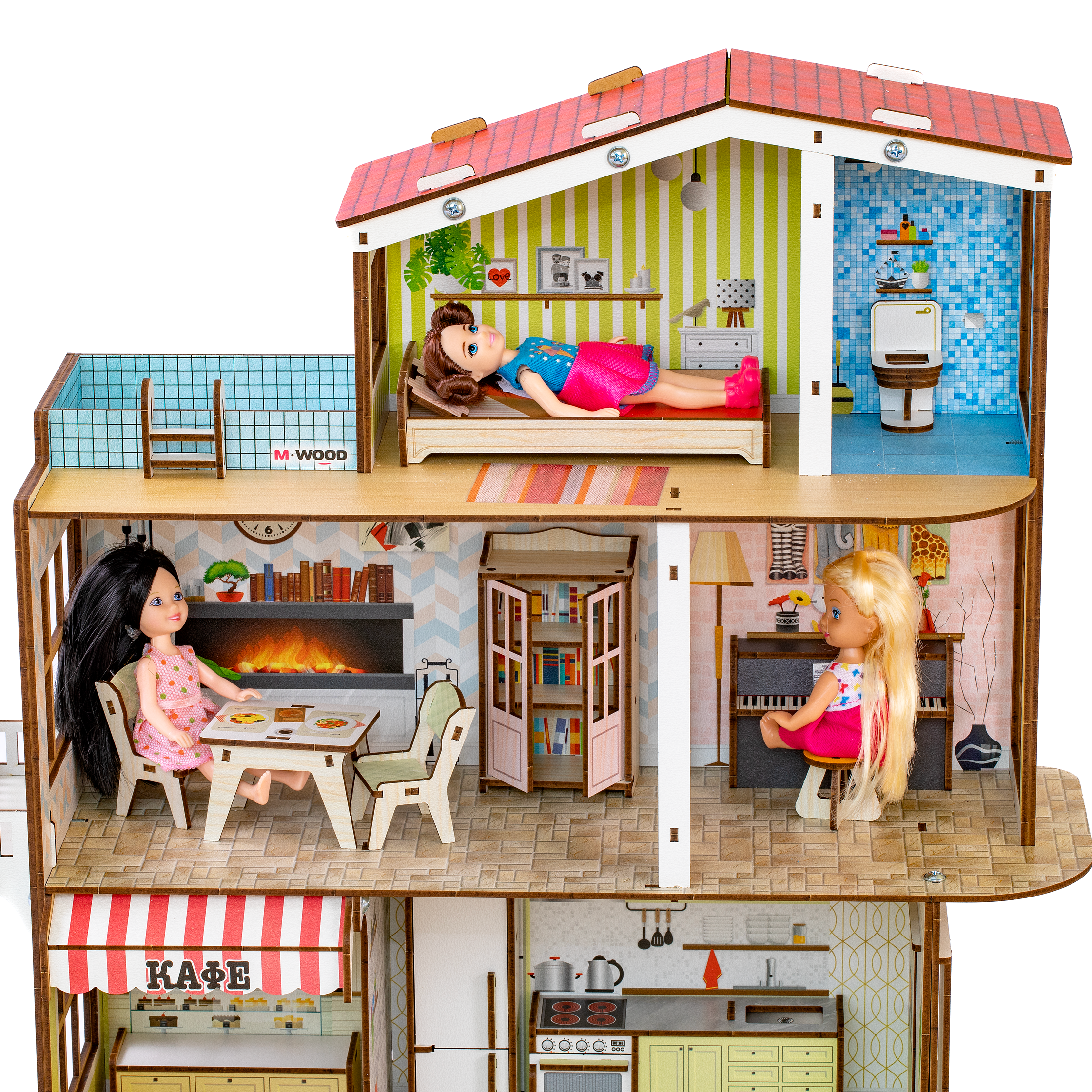 Домик для кукол M-WOOD 50 см с мебелью 3031 - фото 11