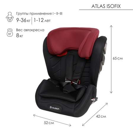 Автокресло Olsson Atlas Isofix Black-Red Isofix 1/2/3 (9-36 кг)