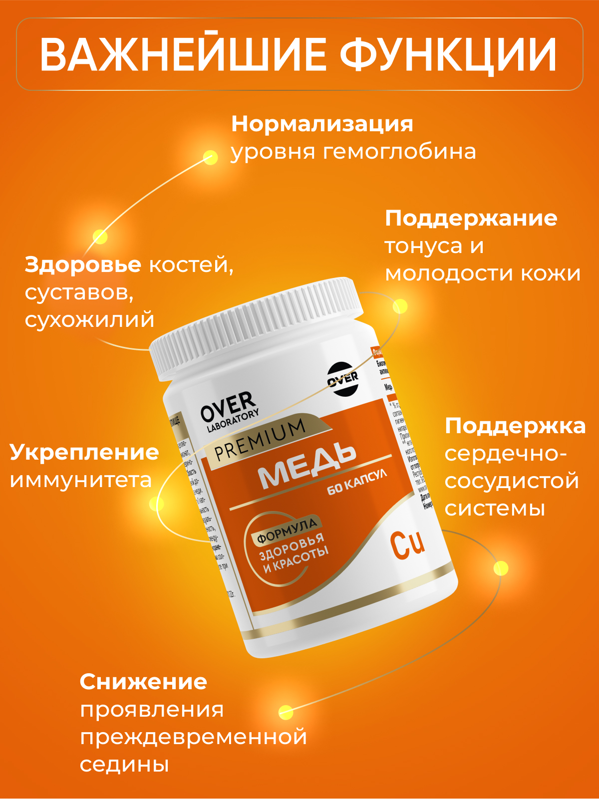 Меди Глюконат (медь витамины) OVER БАД Для здоровья сердца и сосудов - фото 2