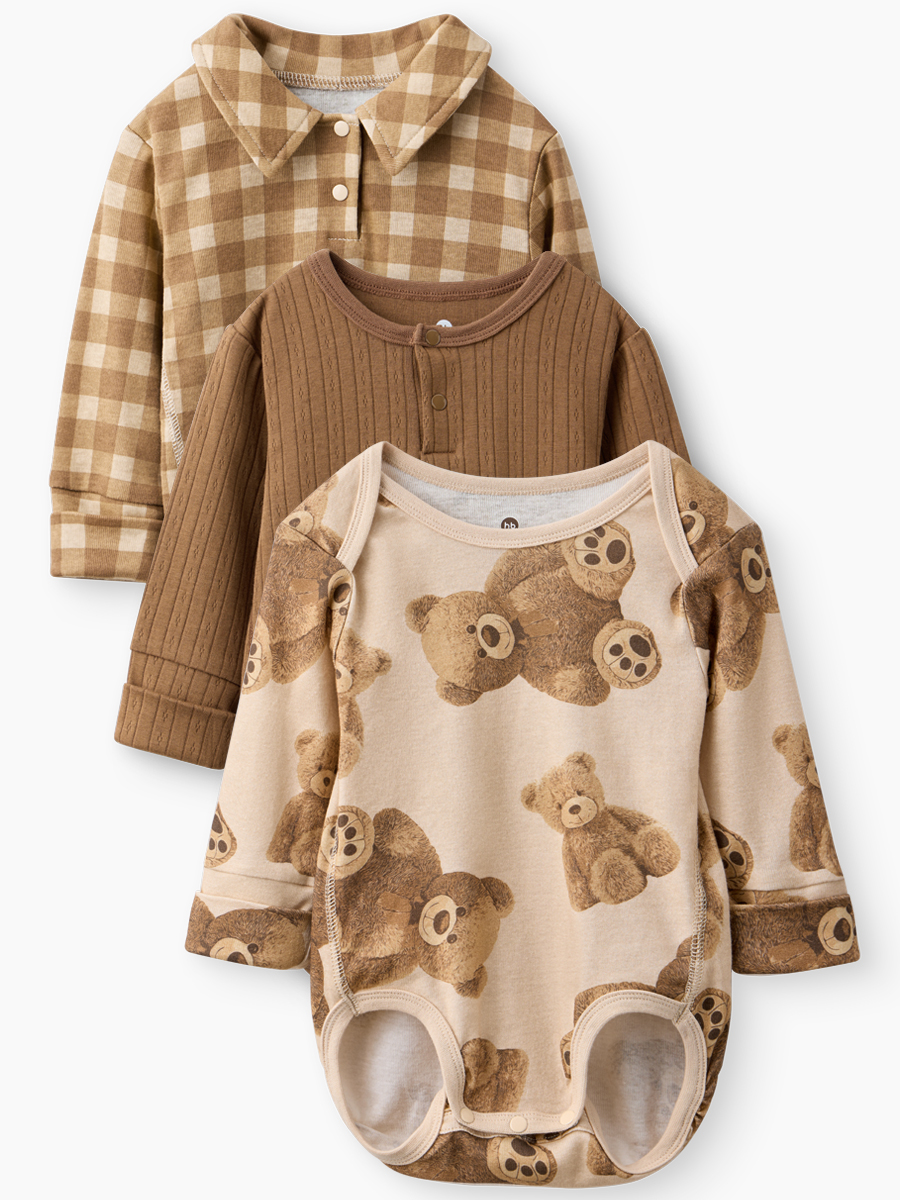Боди 3 шт Happy Baby 90149-0_beige - фото 1