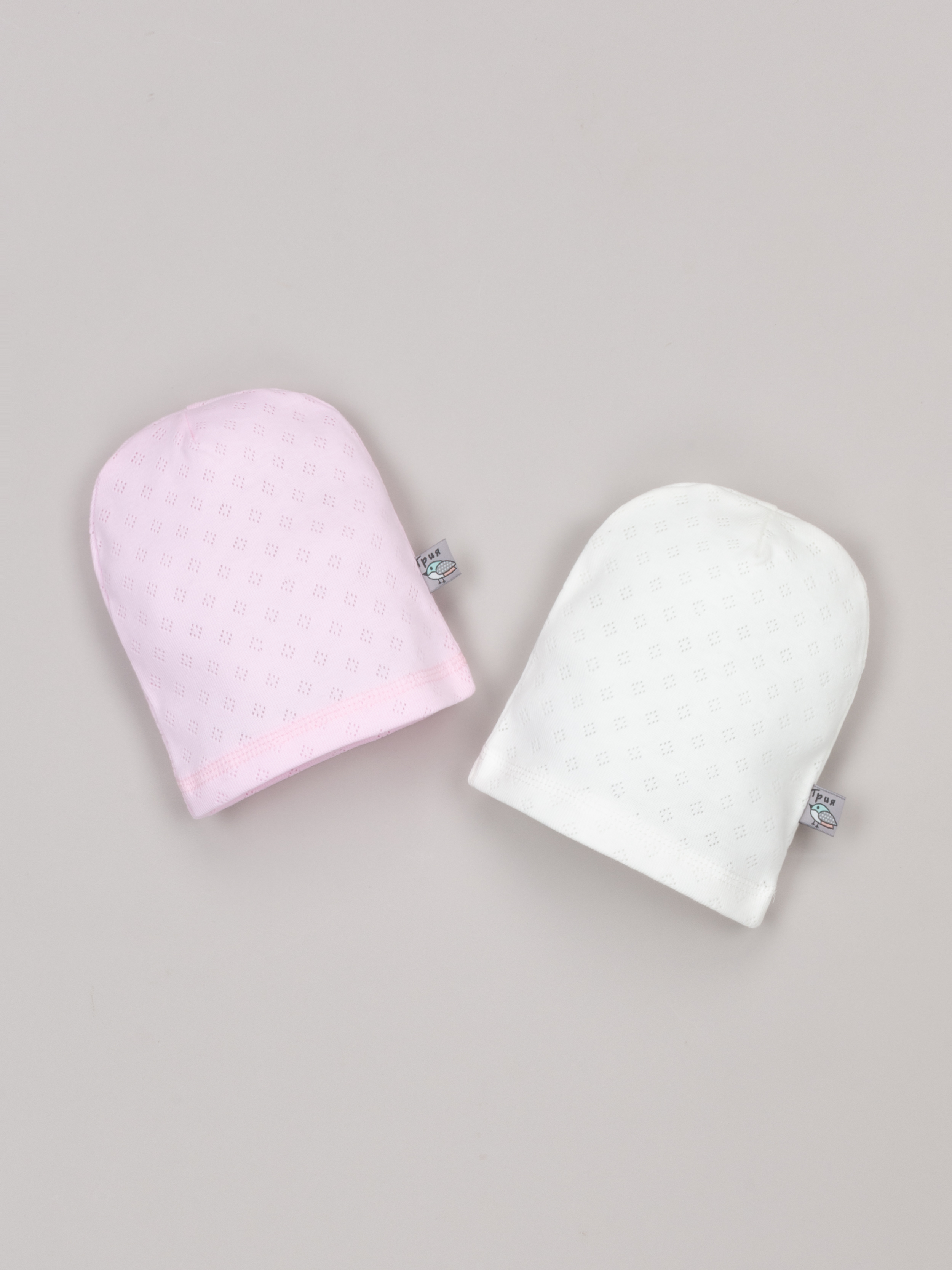 Шапочка 2 шт ТРИЯ 043-2шт рибана ажур. Розовый_экрю - фото 1