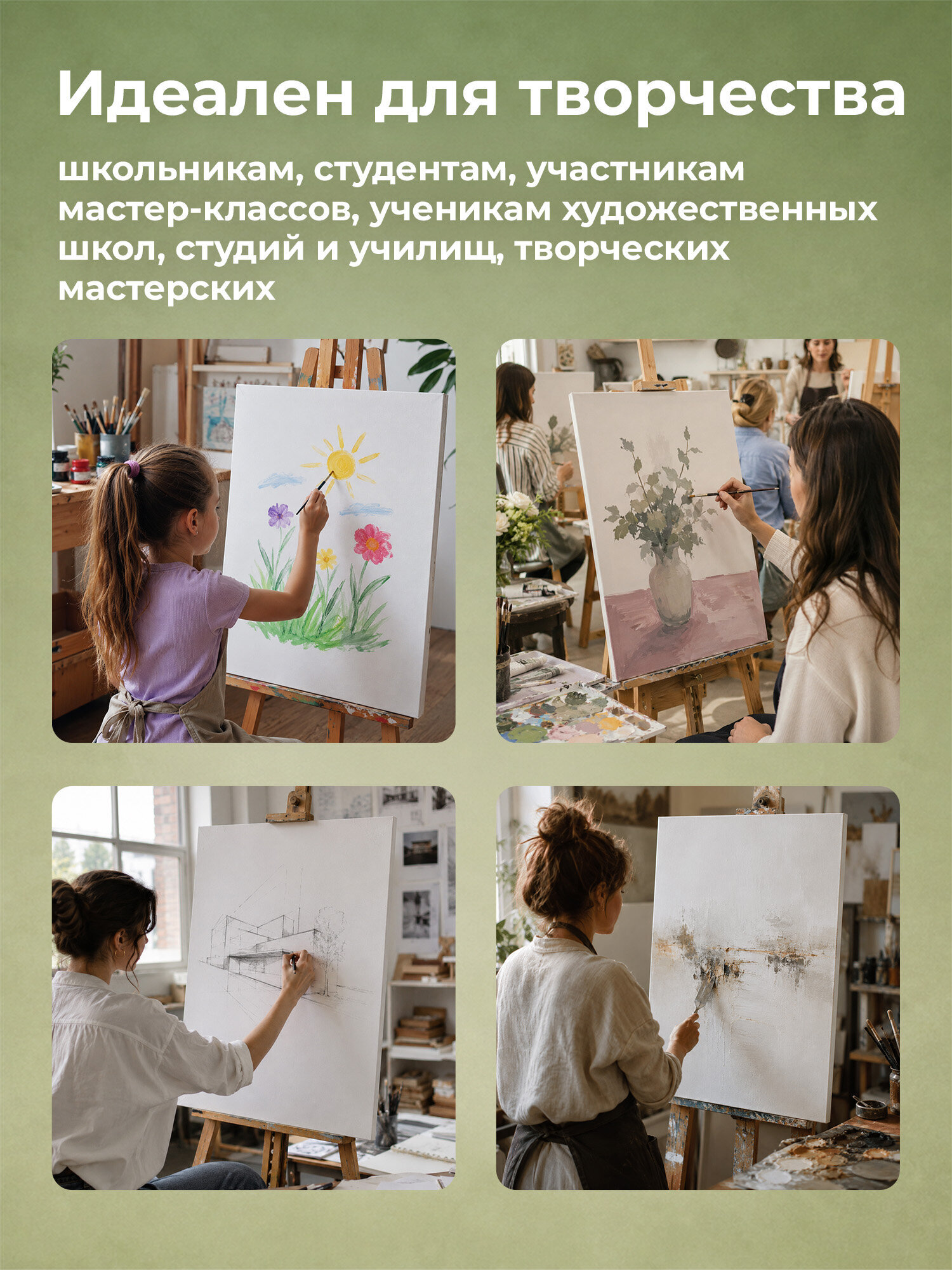 Холст для рисования Brauberg на подрамнике 60х80 см грунтованный 100% хлопок - фото 8