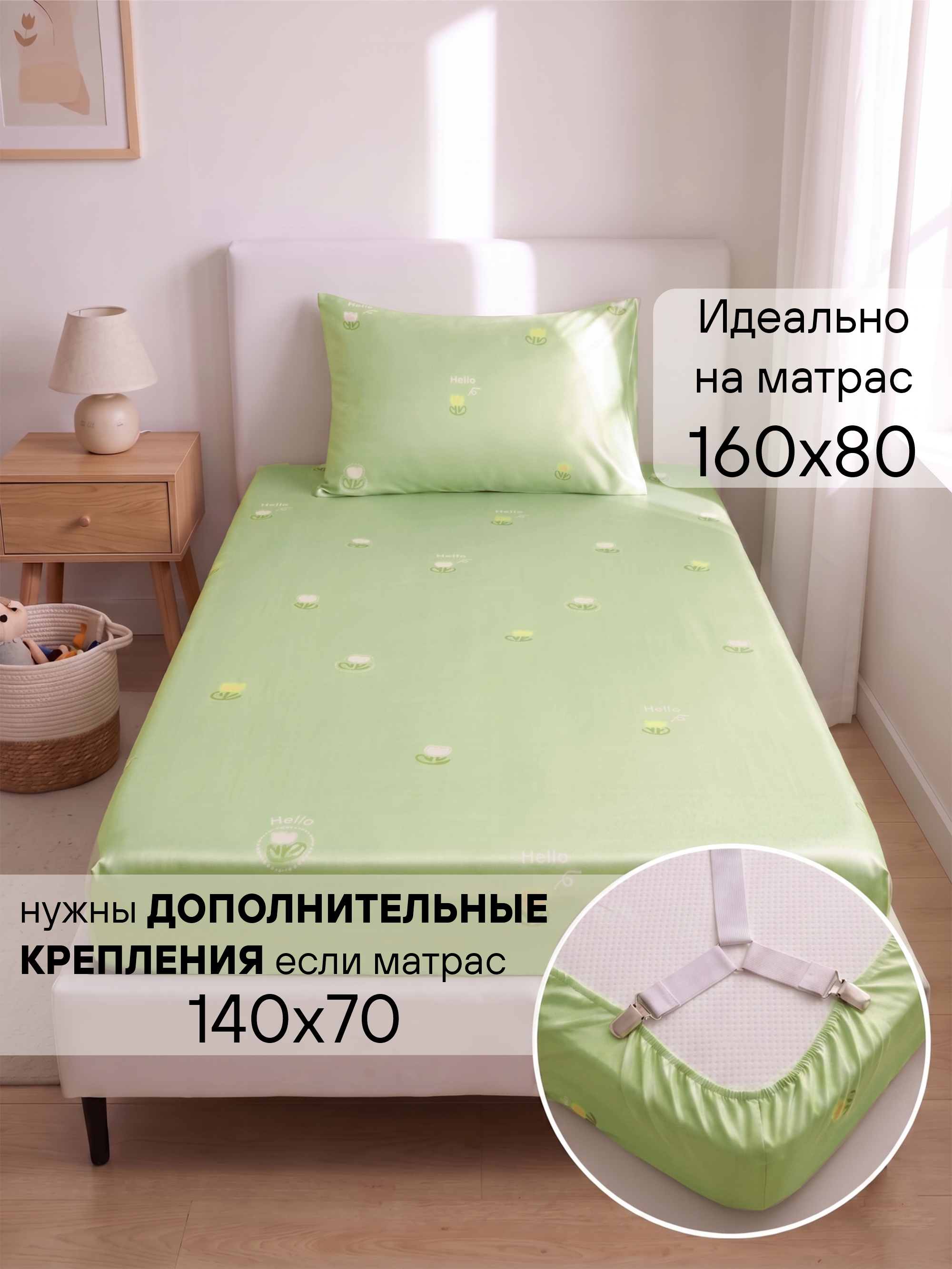 Комплект постельного белья СОННЫЙ ГНОМИК 160х80 сатин детский 3 предм. - фото 5
