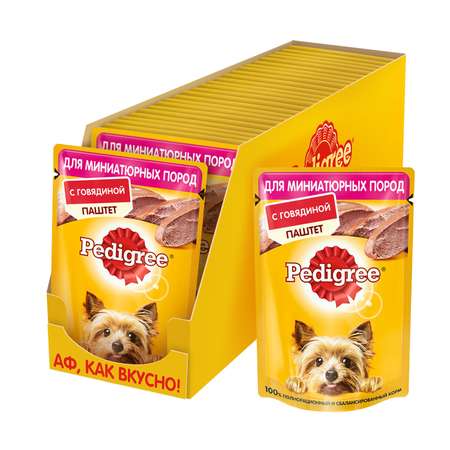 Корм для собак Pedigree миниатюрных пород паштет говядина консервированный 80г