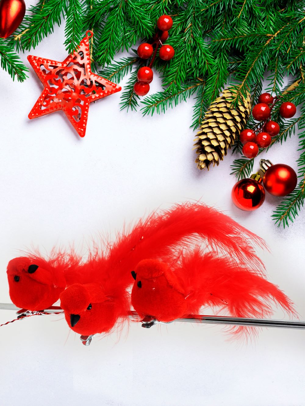 Украшение ёлочное Магия праздника «‎Птицы» 3 шт на прищепках 2 вида 4 см 2 набора - фото 4