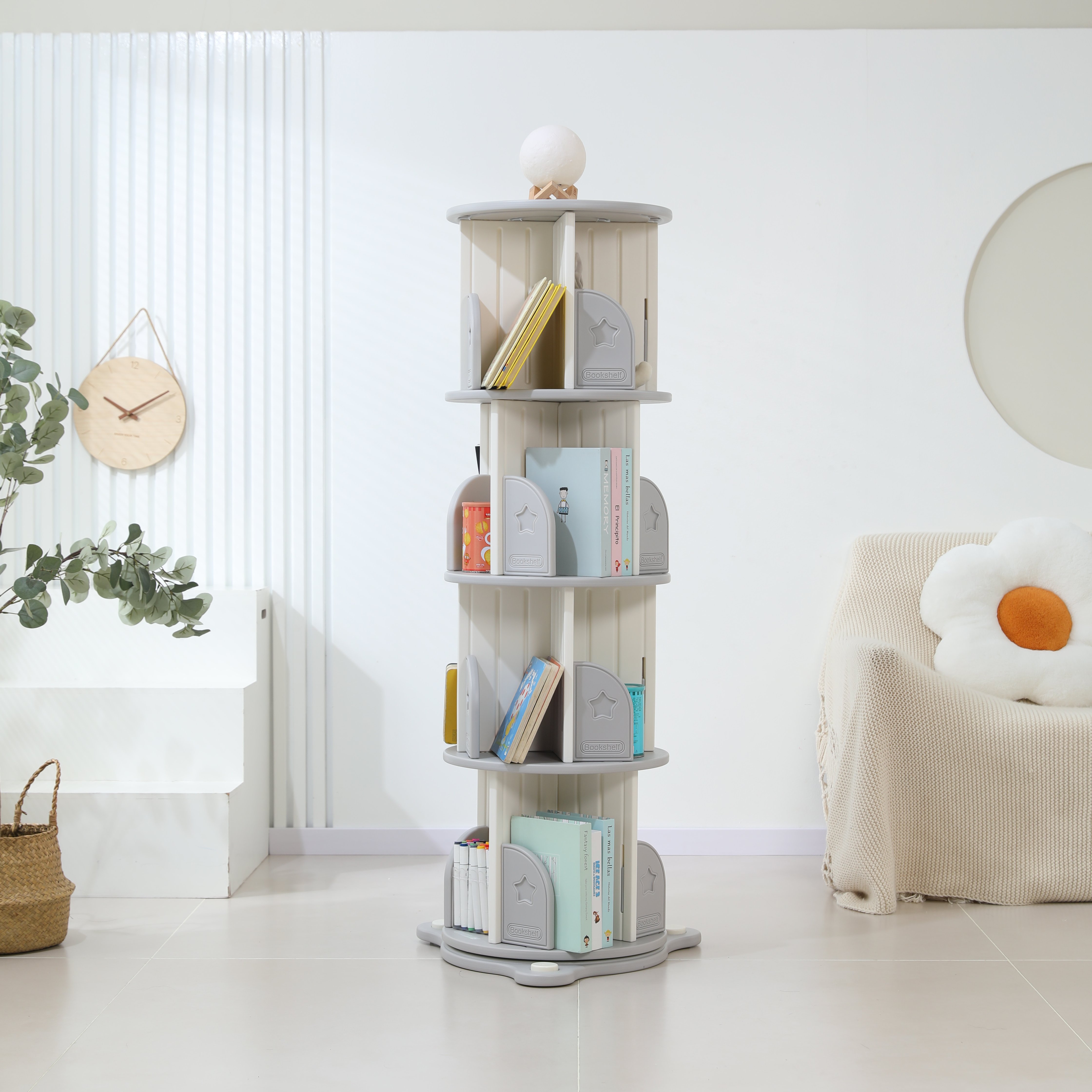 Стеллаж для книг UNIX Kids Star 4 levels Grey - фото 13