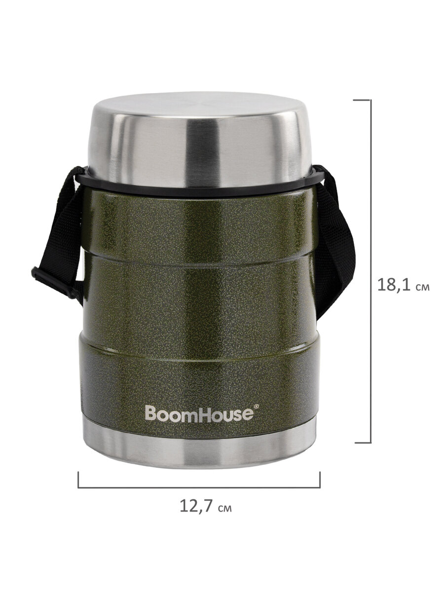 Термос BoomHouse для чая кофе еды 1200 мл с широким горлом и ремешком походный - фото 7