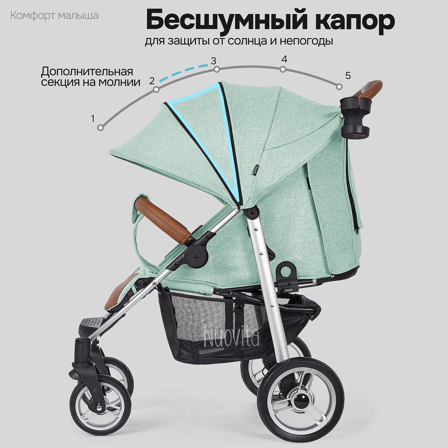 Коляска прогулочная Nuovita Corso зеленый - фото 5