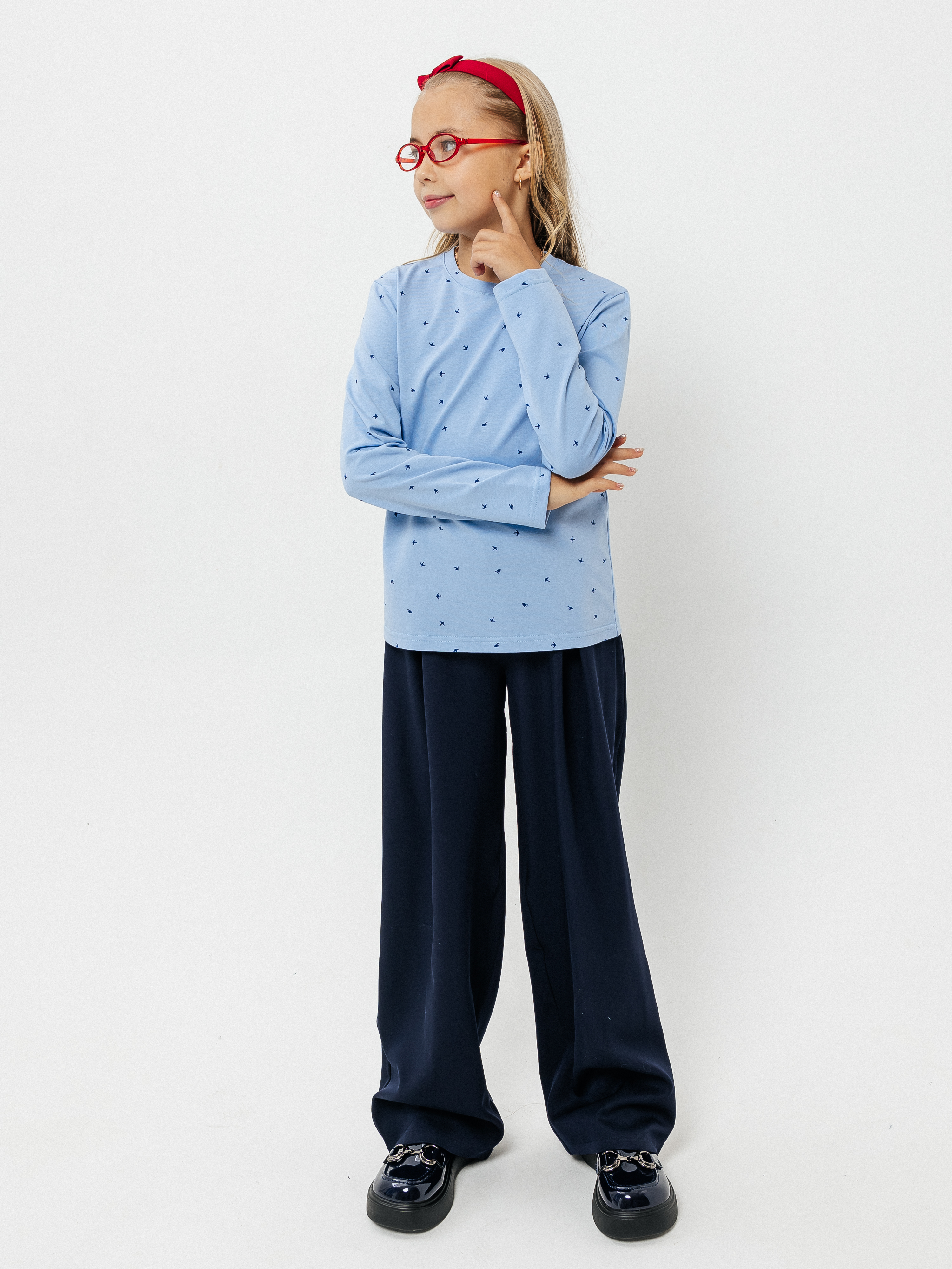 Лонгслив Селтекс Ю_ДК68 голубой/ласточки синий - фото 2