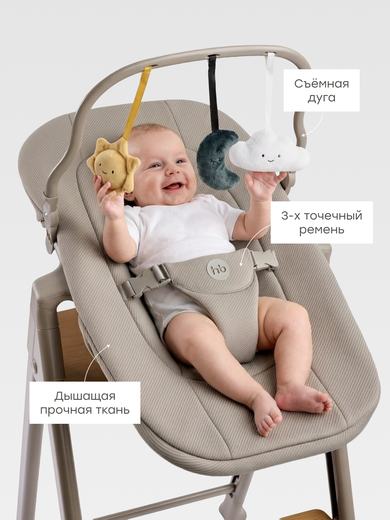 Стульчик для кормления Happy Baby Dorian серый - фото 4