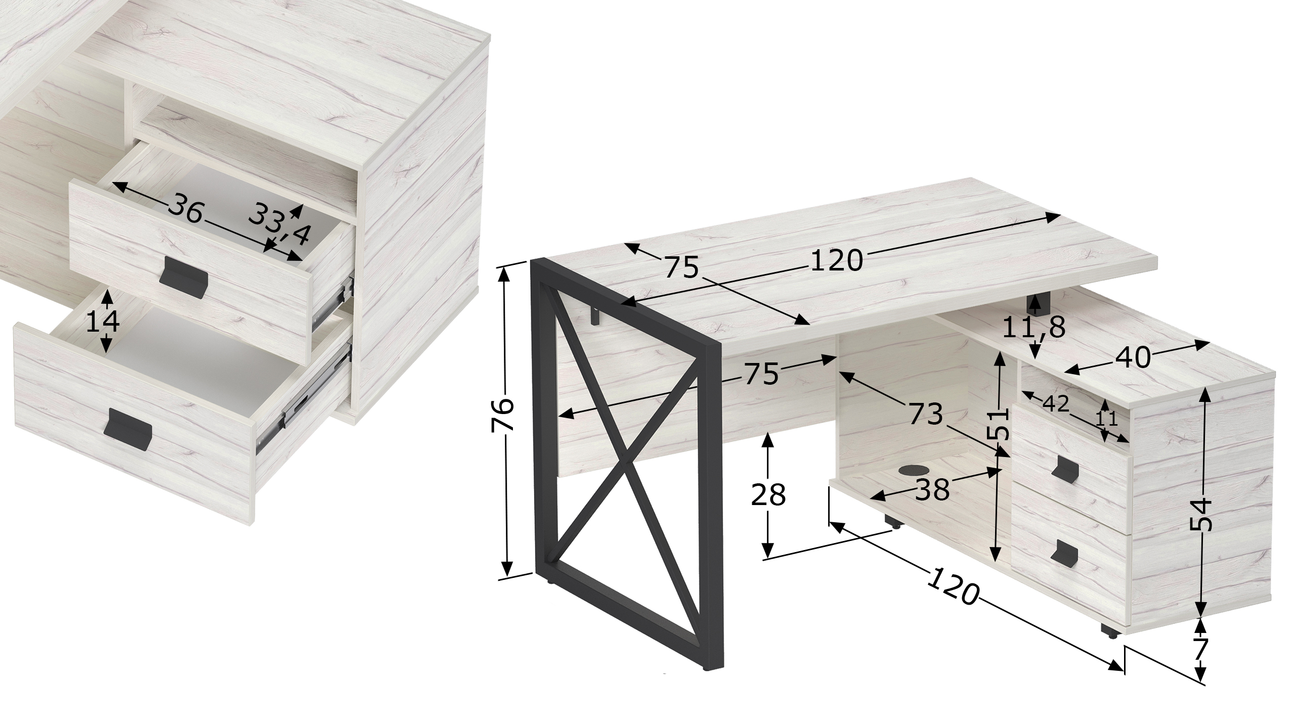 Письменный стол КАЛИФОРНИЯ МЕБЕЛЬ Хардвиг 1200 - фото 7