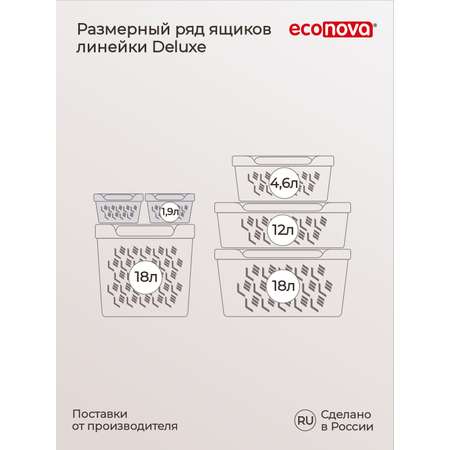 Коробка Econova с крышкой DELUXE 1.9л светло-серый