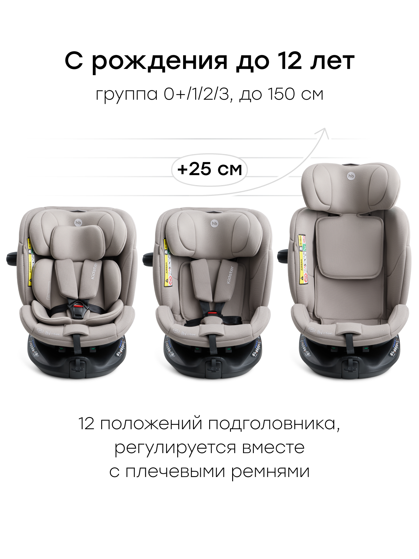 Автокресло Happy Baby Kidster Isofix 0+/1/2/3 (0-36 кг) серый - фото 3