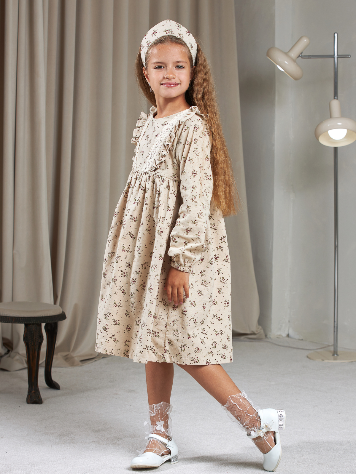 Платье MOUN платье_фланель/кружево_букет/беж - фото 11