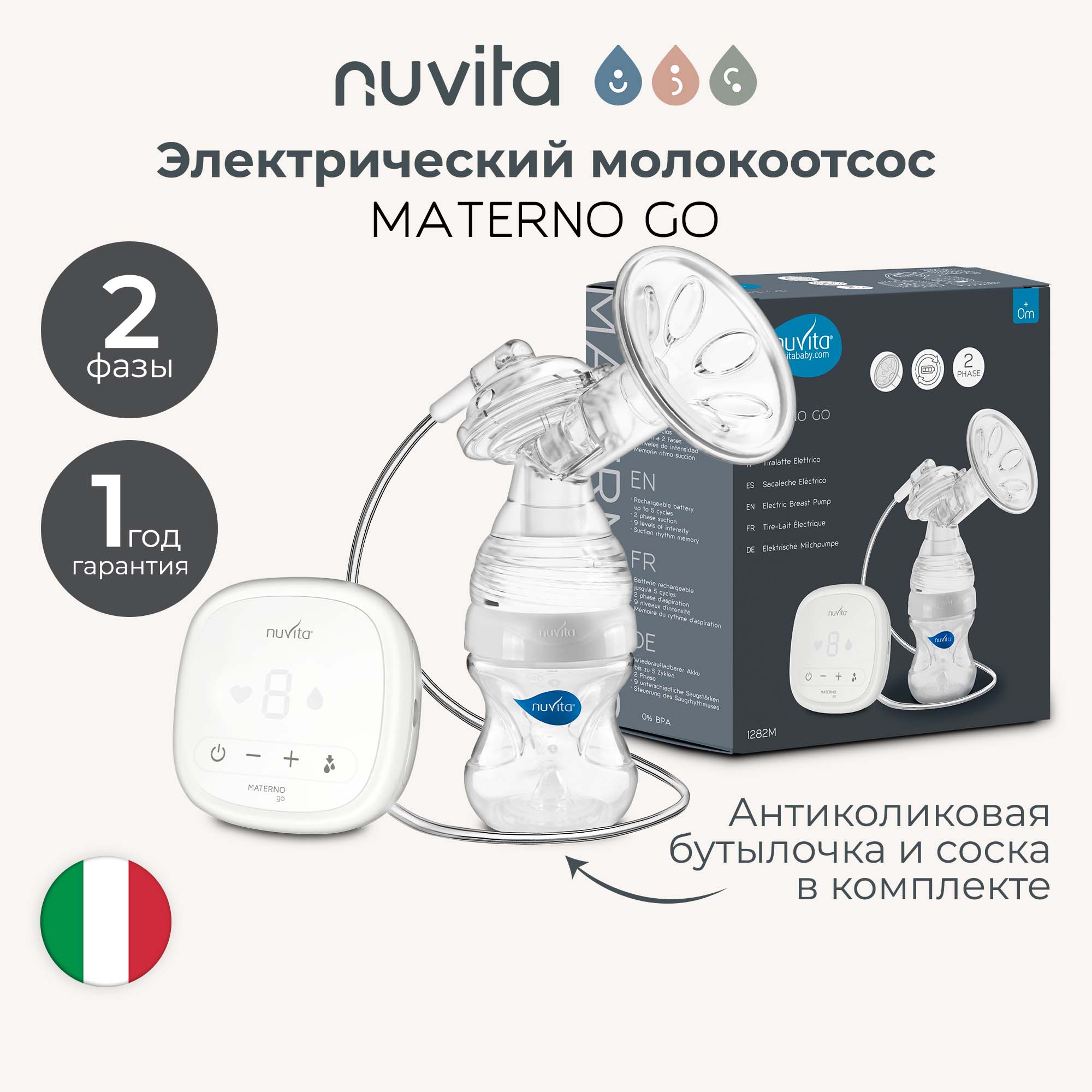 Молокоотсос электрический Nuvita двухфазный Materno go - фото 1