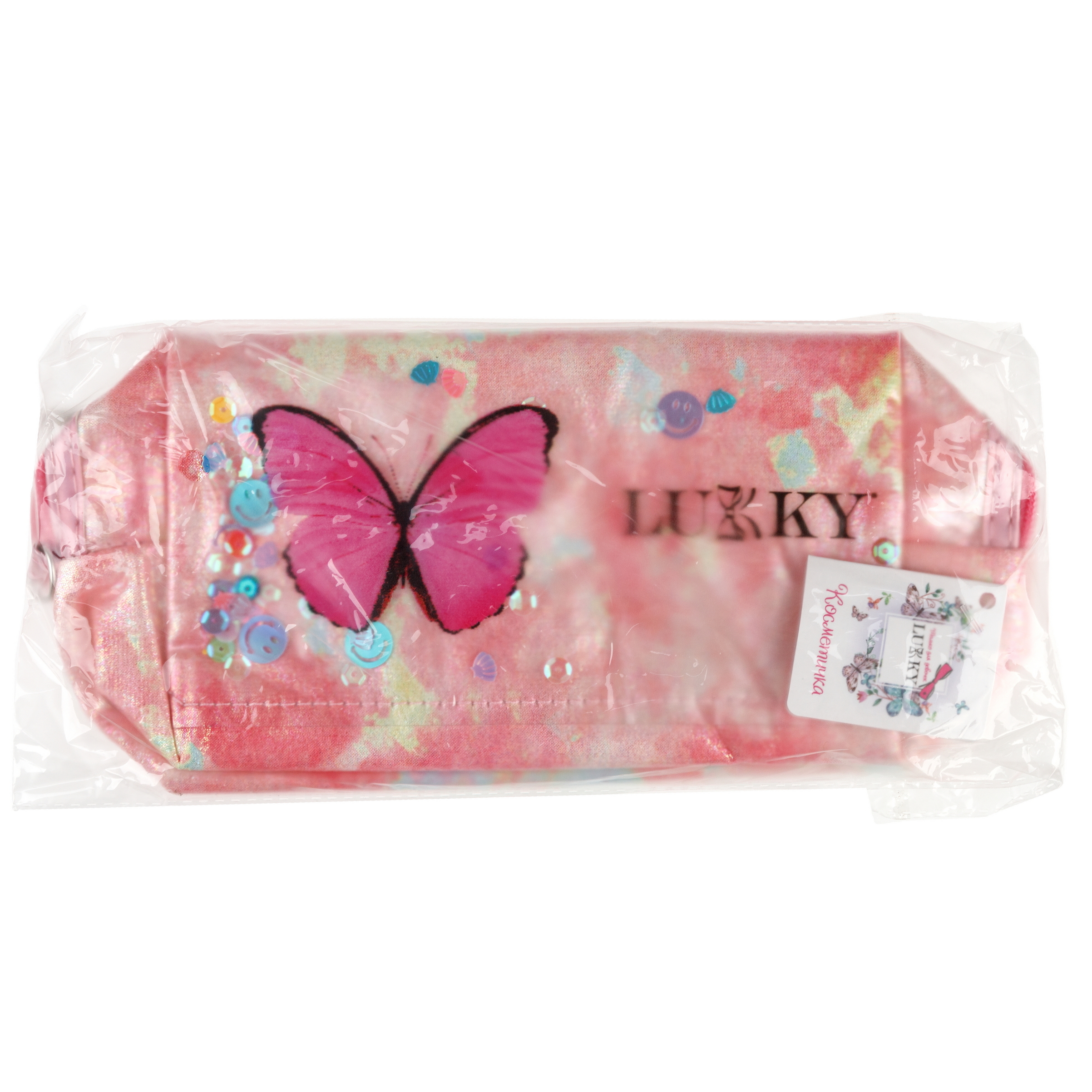 Косметичка LUKKY с подвижными блёстками Butterfly Style 18х 10х 8 см - фото 11