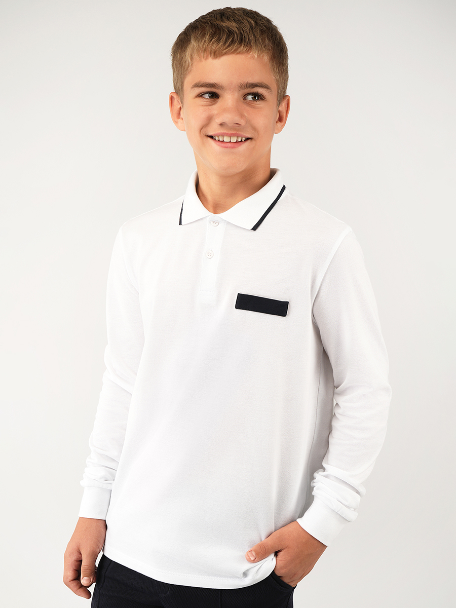 Рубашка-поло HappyFox HF77146белый.с.т.синей.полоской - фото 1