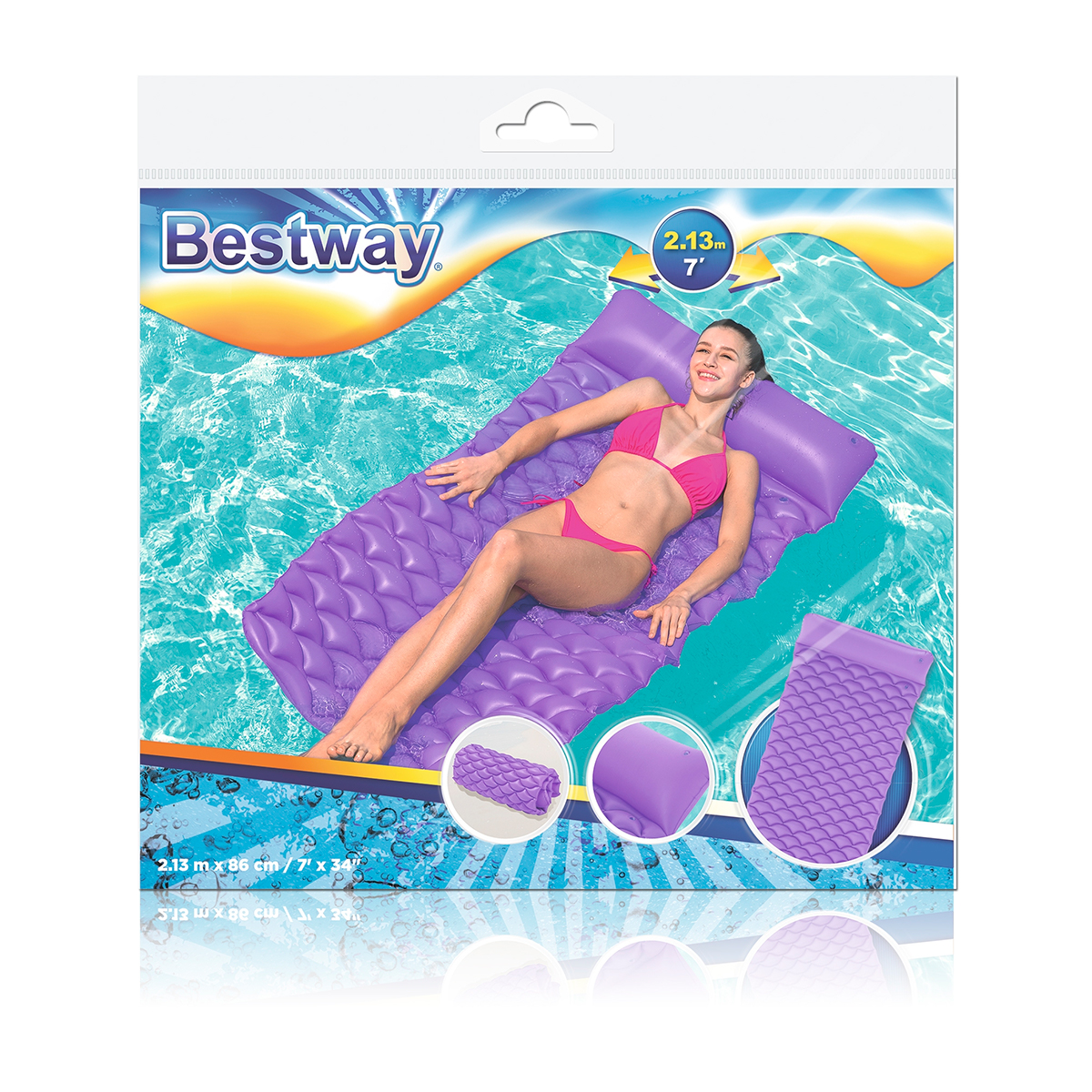 Матрас надувной для плавания Bestway 44020 фиолетовый - фото 13