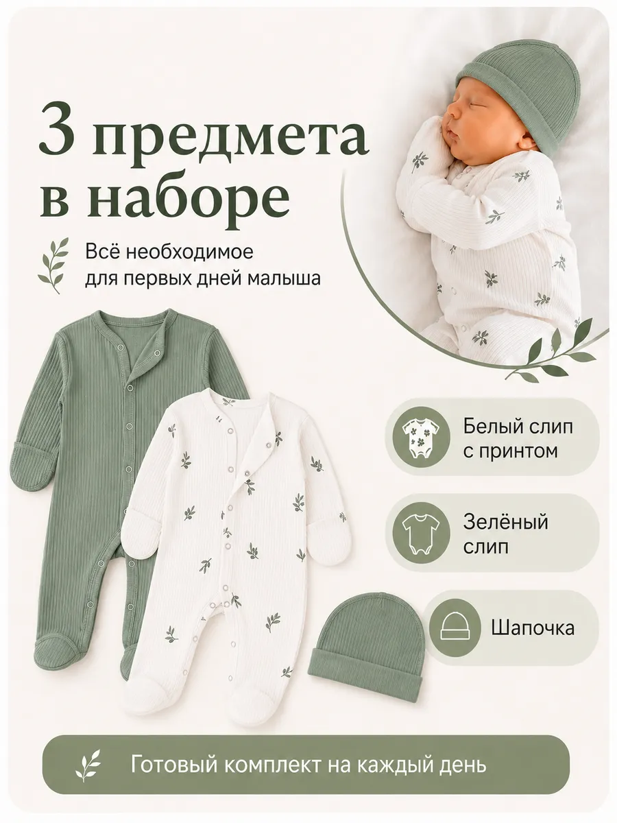 Комбинезон 2 шт Moya ta slip2_maslinki - фото 4