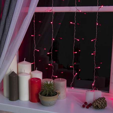 Гирлянда Luazon «Занавес» 1.5 × 1 м прозрачная нить 180 led свечение красное 8 режимов 220 в