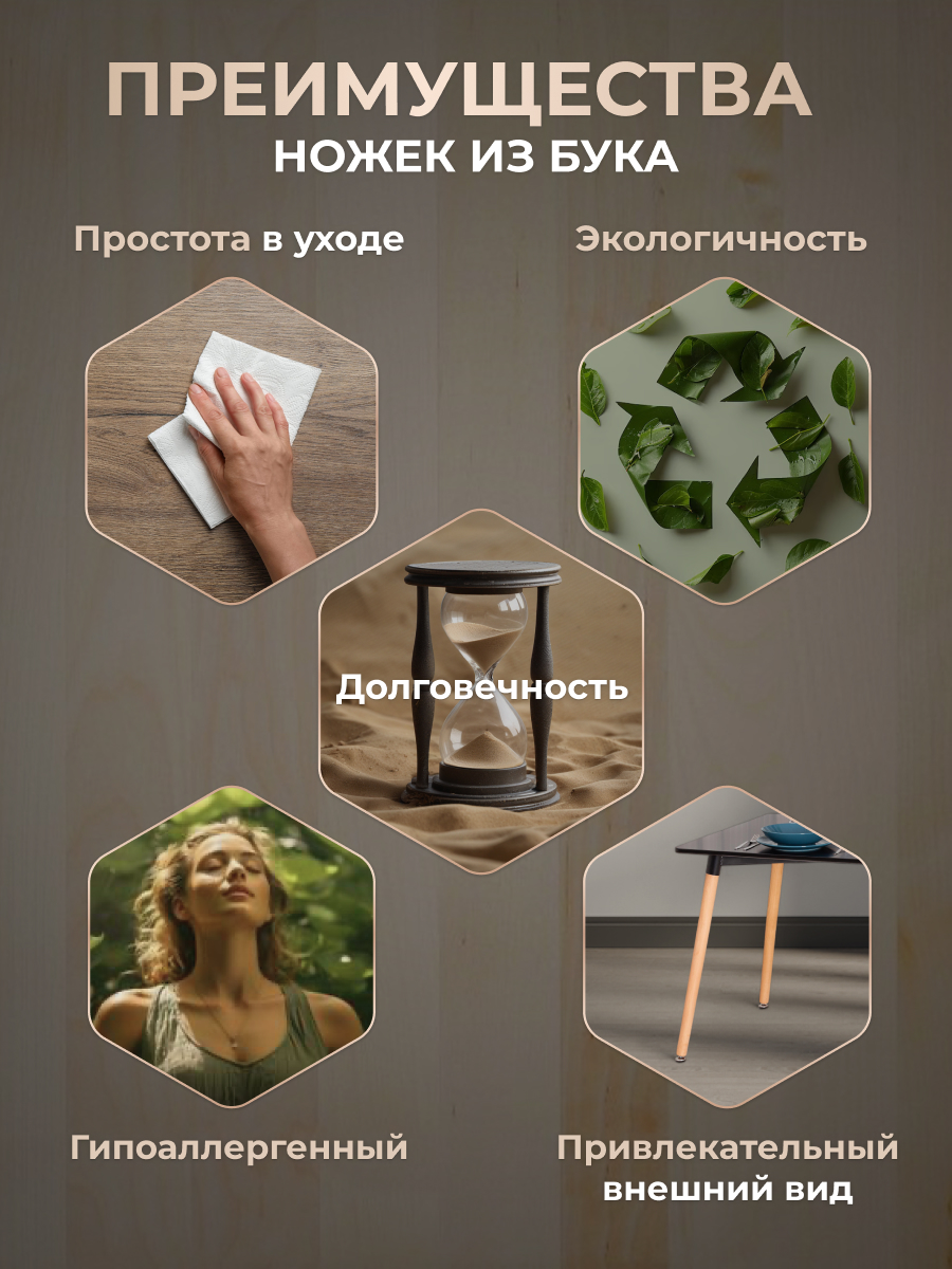 Стол обеденный TETCHAIR John белый натуральный - фото 4