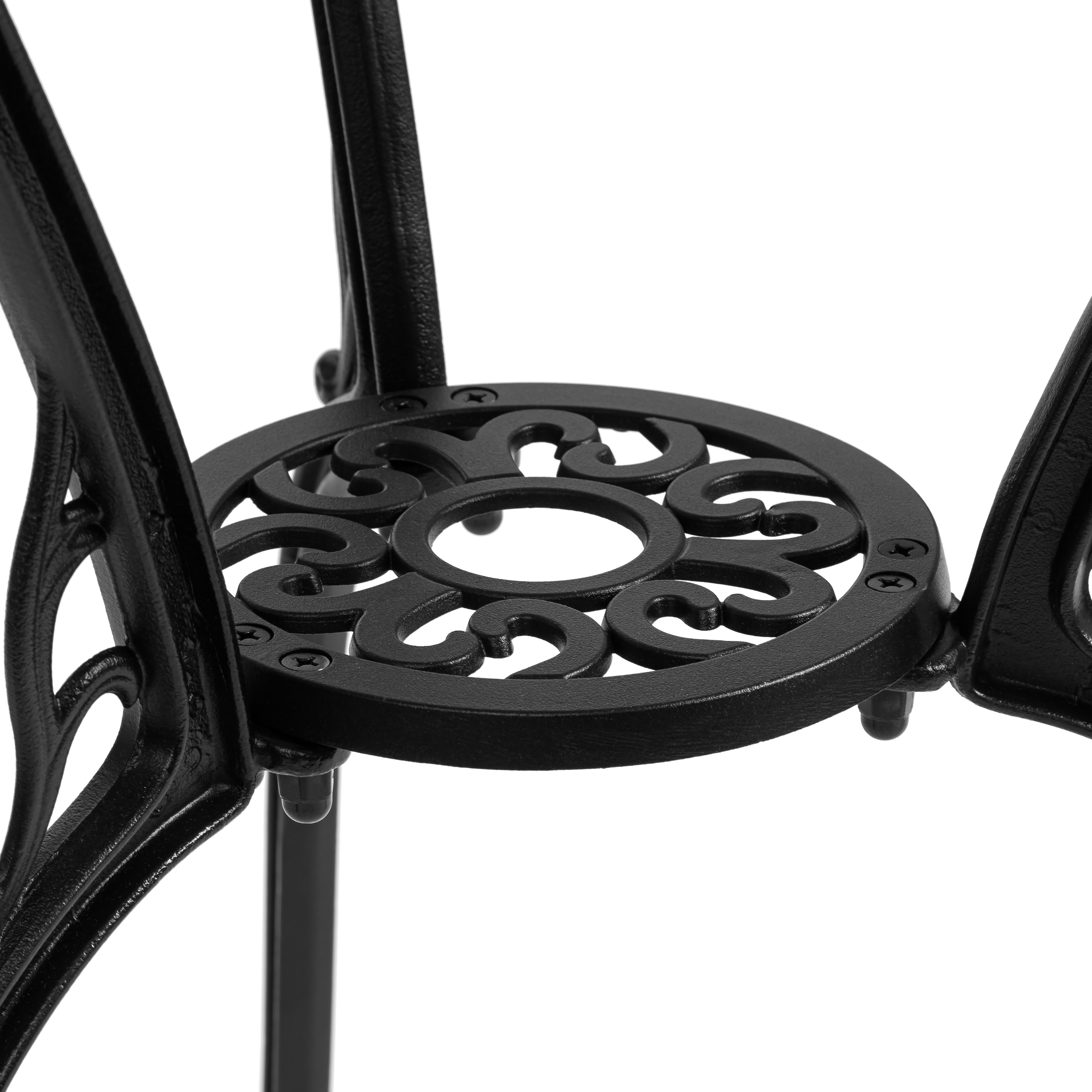 Комплект садовой мебели TETCHAIR Романс (стол+2 стула), алюминиевый сплав, D60/H67, 53х41х89см, черный - фото 5