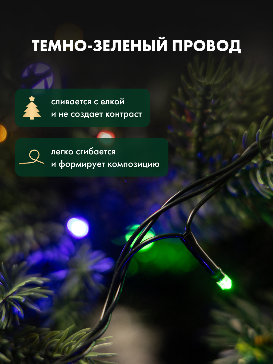 Светодиодная гирлянда NEON-NIGHT Твинкл-лайт 6 м 8 режимов свечение мультиколор 303-029 - фото 3