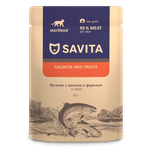 Корм для стерилизованных кошек SAVITA с лососем и форелью в соусе 85г