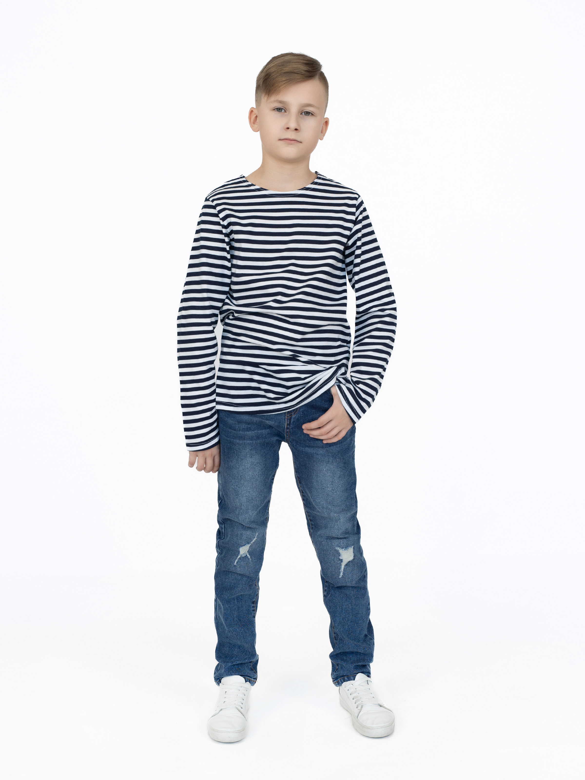 Лонгслив Утенок 516 темно-синий полоска - фото 35