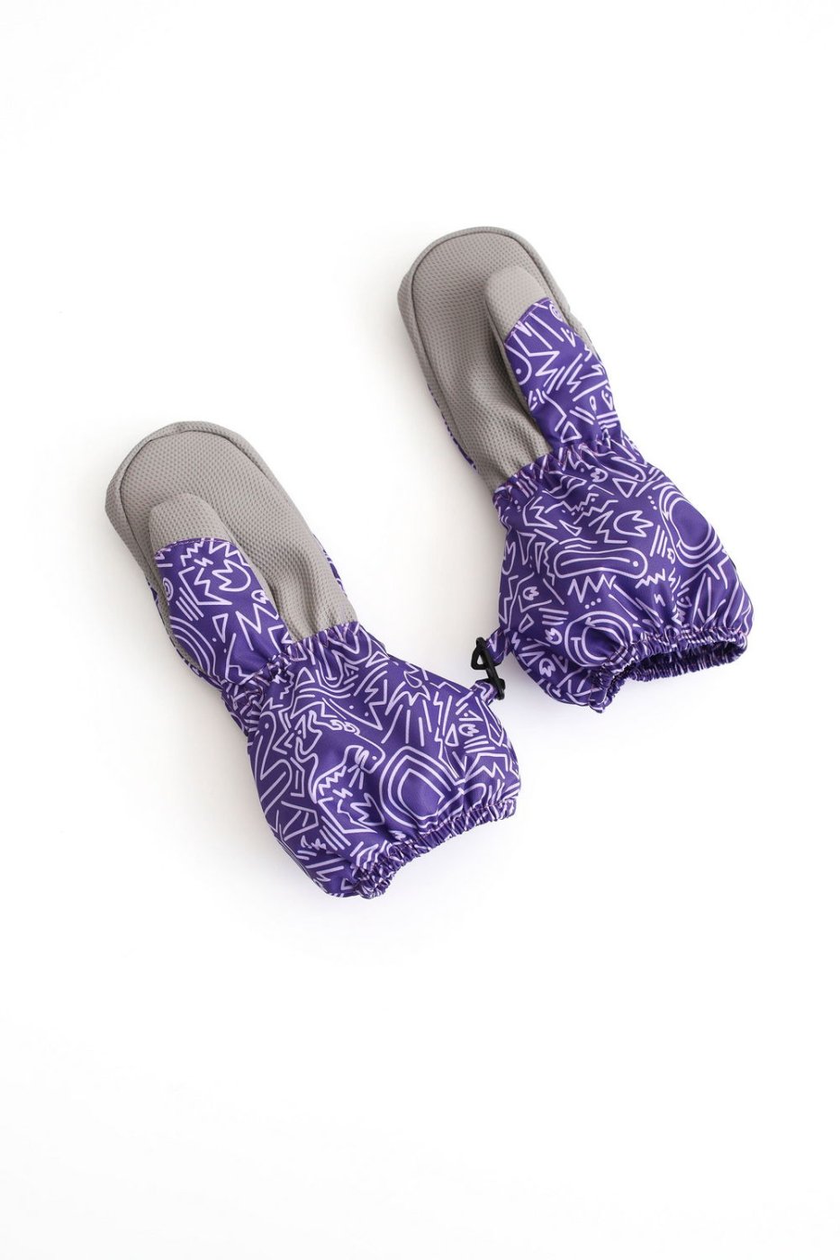 Варежки MINIDINO Краги зима принт Дудл виноград/серый Е2 - фото 1