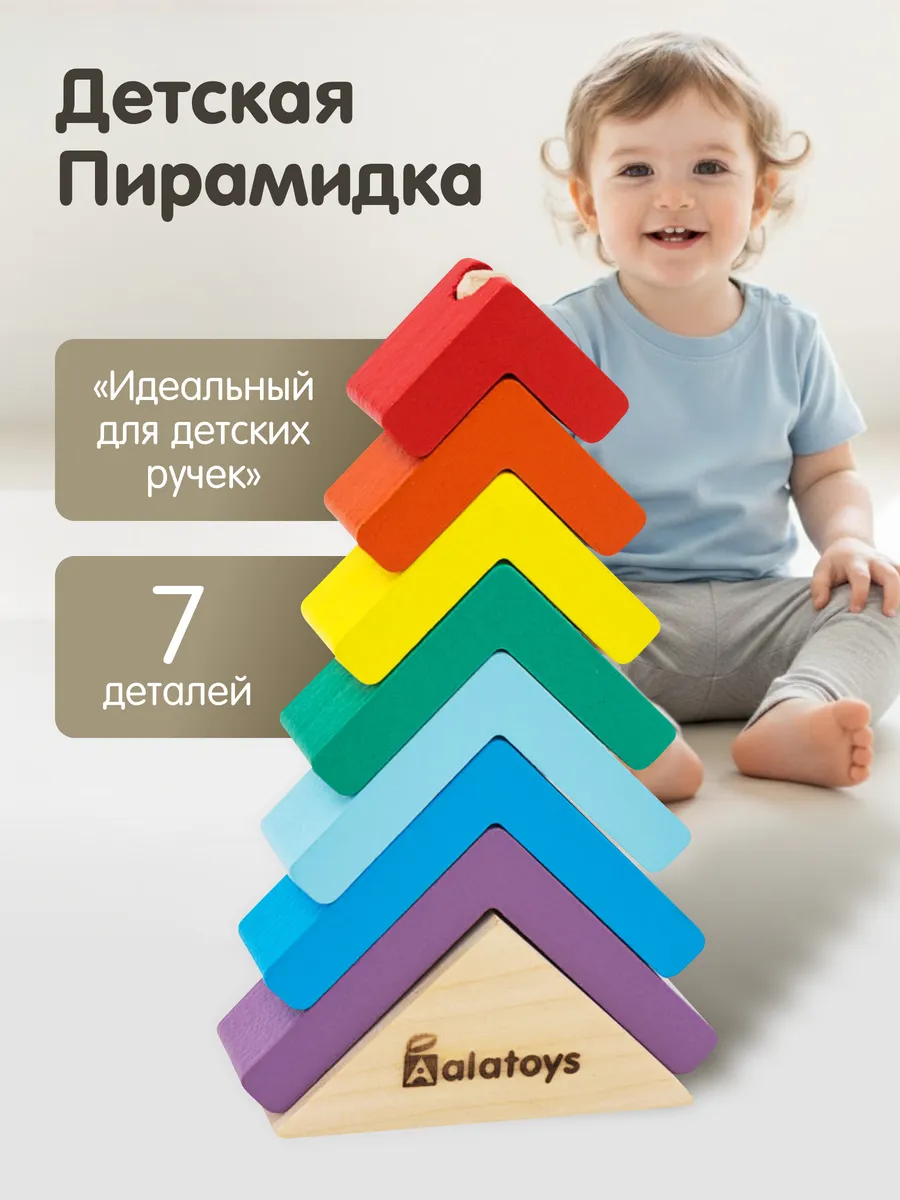 Игрушка Alatoys пирамидка ЁЛОЧКА 7деталей - фото 1