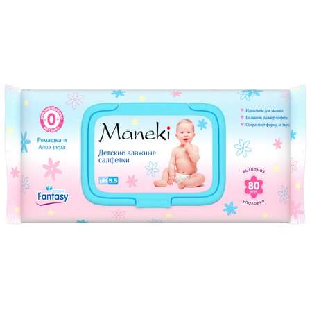 Влажные салфетки Maneki 80 шт.