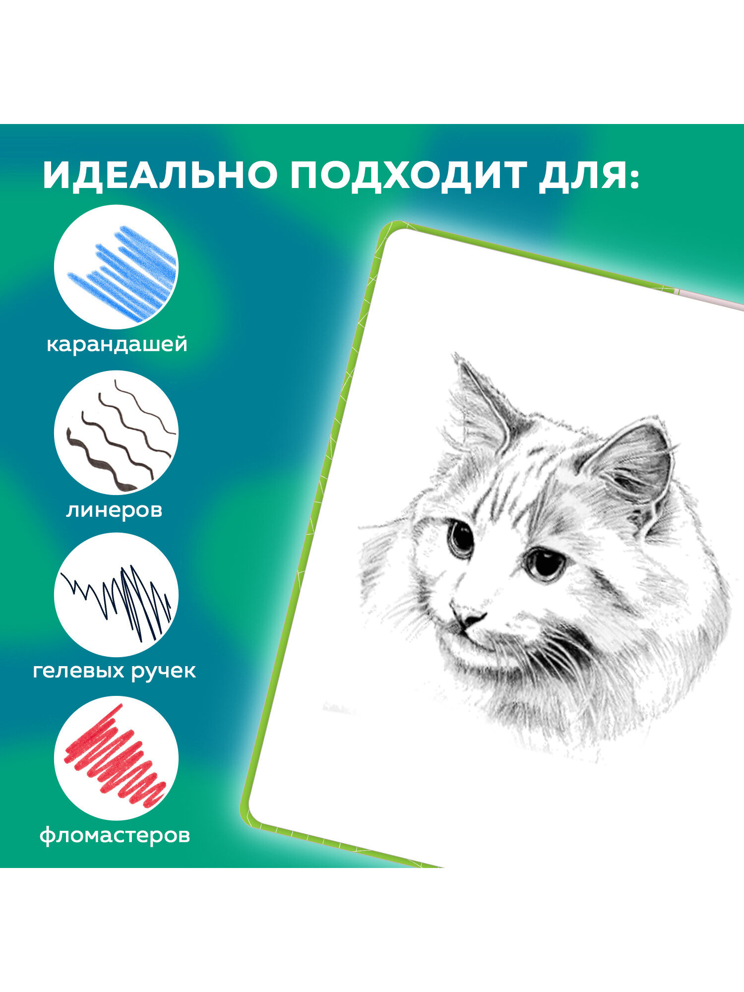 Скетчбук Brauberg зеленое настроение А5 80 лист. - фото 4