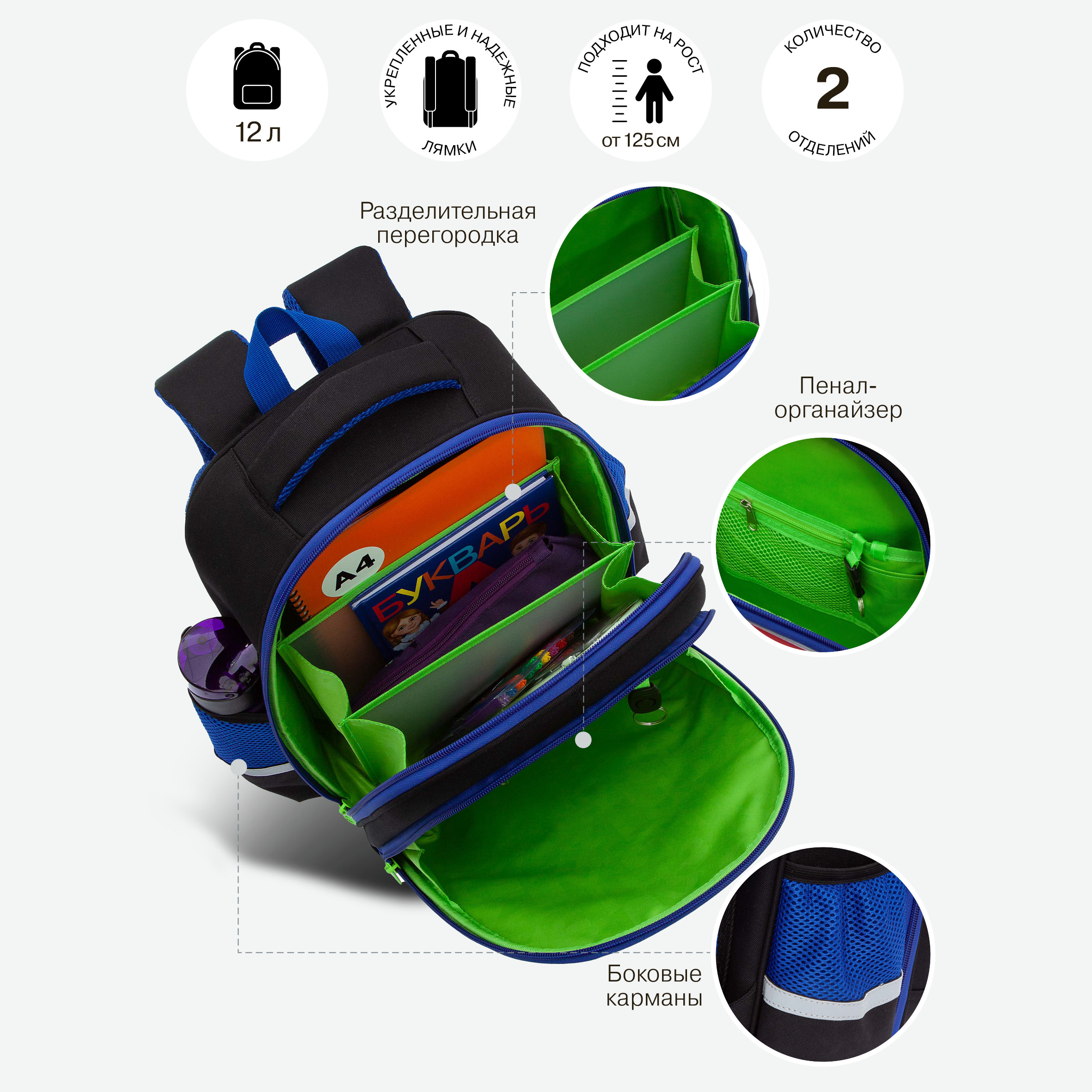 Ранец Grizzly Монстрики - фото 7