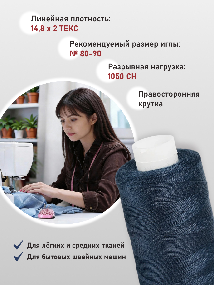 Нитки для шитья 40/2 Bestex 10шт цв 96 - фото 2