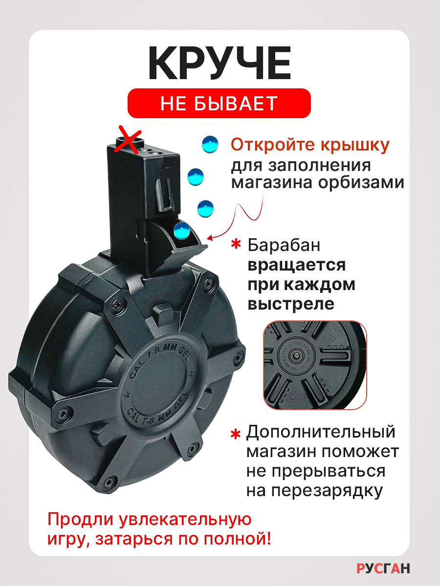 Комплектующее для игрушечного оружия RUSHGAN Увеличенный магазин - фото 2