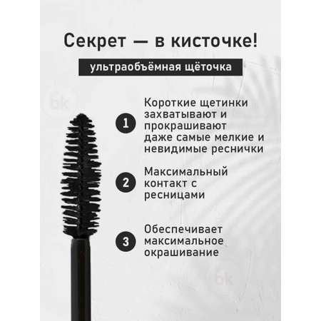 Тушь для ресниц черная BIELITA Flashes Взрывной объем бесконечная длина 16 мл