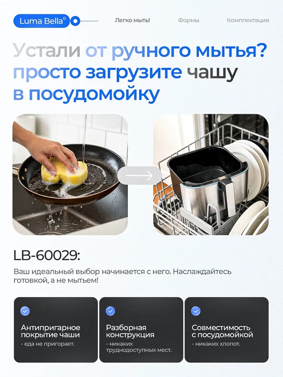 Аэрогриль CASTLELADY электрический 2 в 1 6 л, 1700 Вт - фото 13