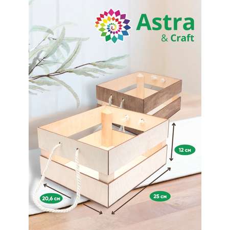 Кашпо Astra Craft с ручками для творчества рукоделия флористики 20.6х25х12 см белый