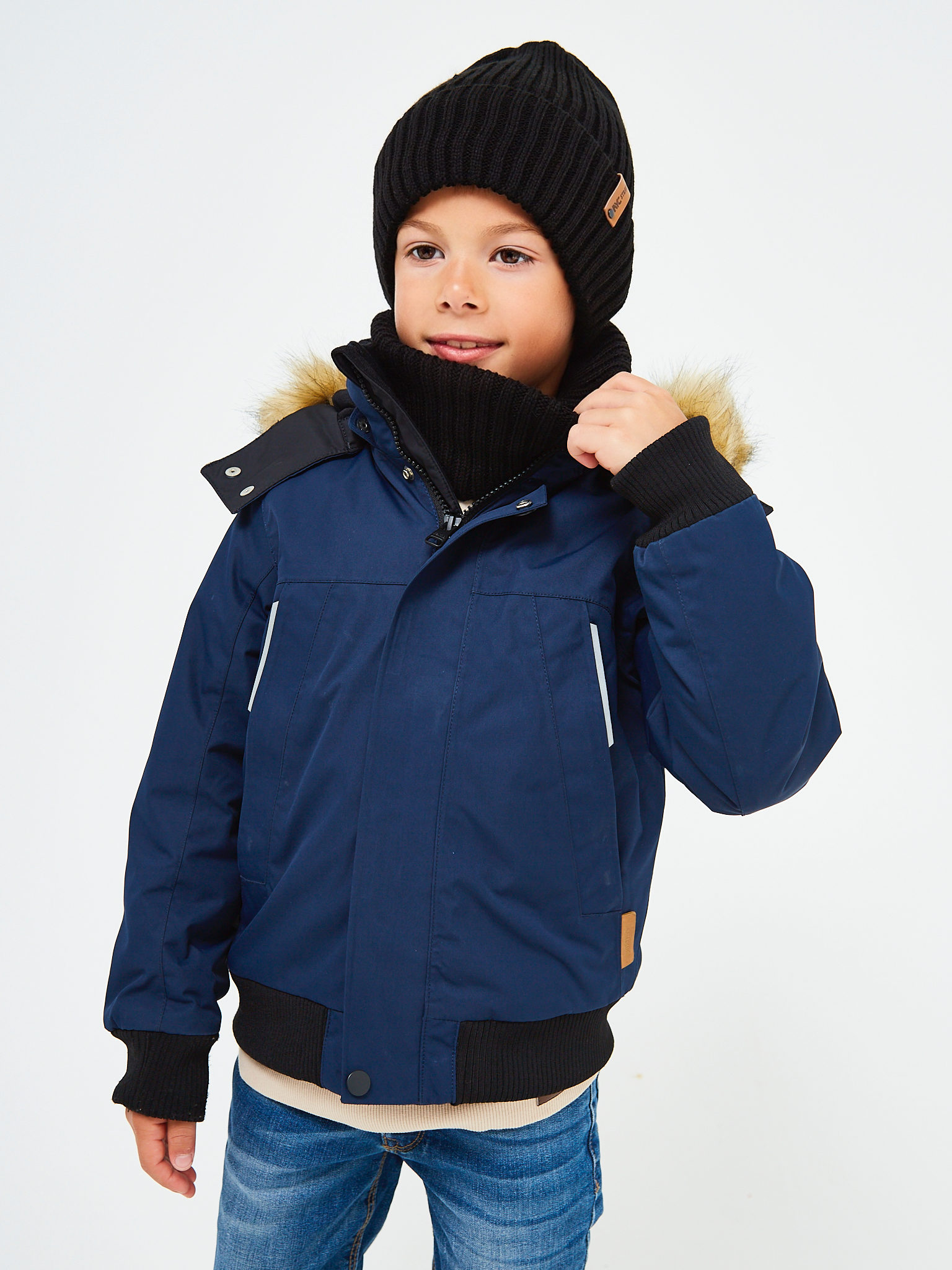 Шапка и снуд NYCkids NYC-H-104-GplainW-blackB - фото 11