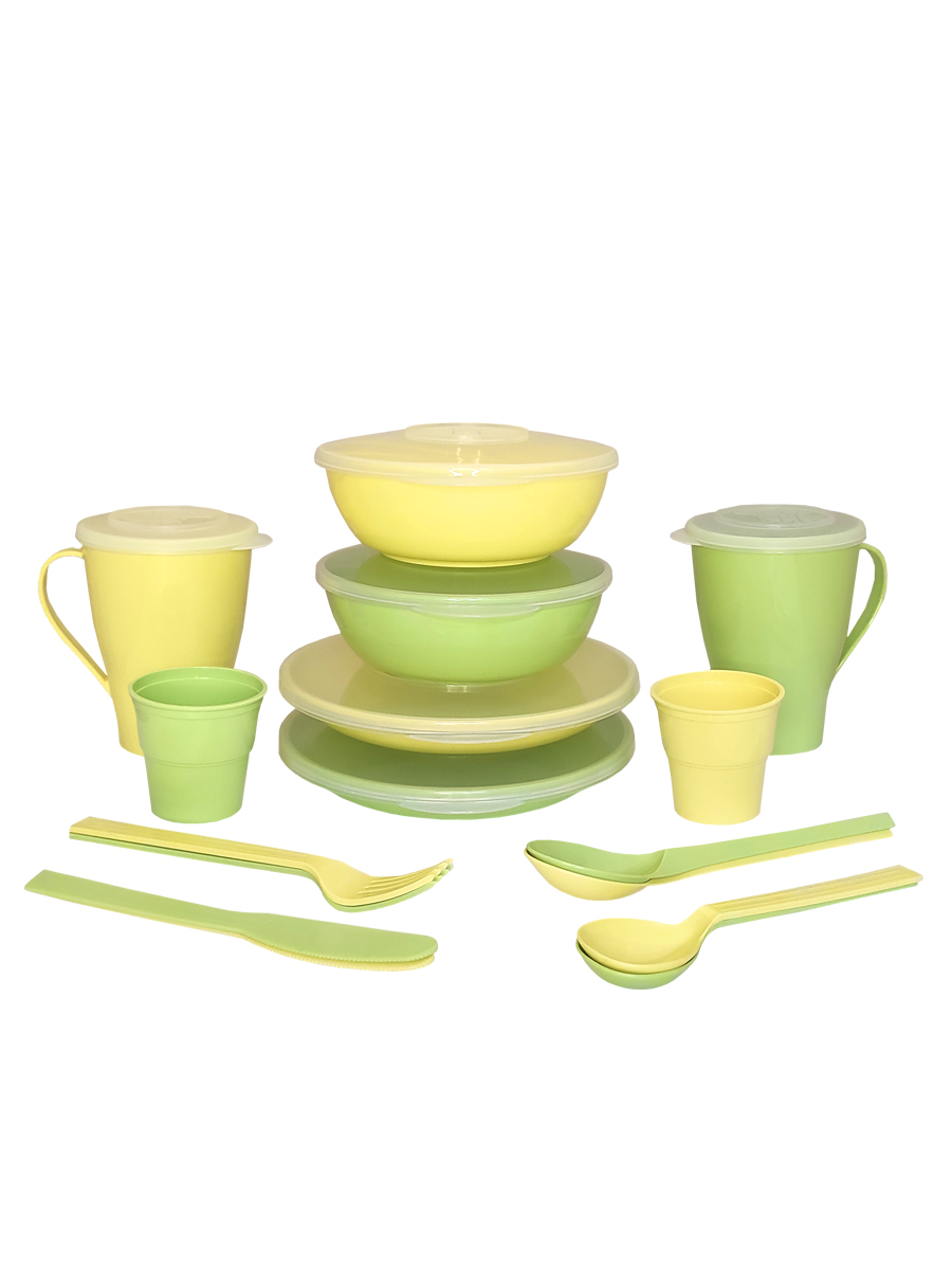 Набор посуды Solaris на 2 персоны желто-зеленая пастель - фото 12