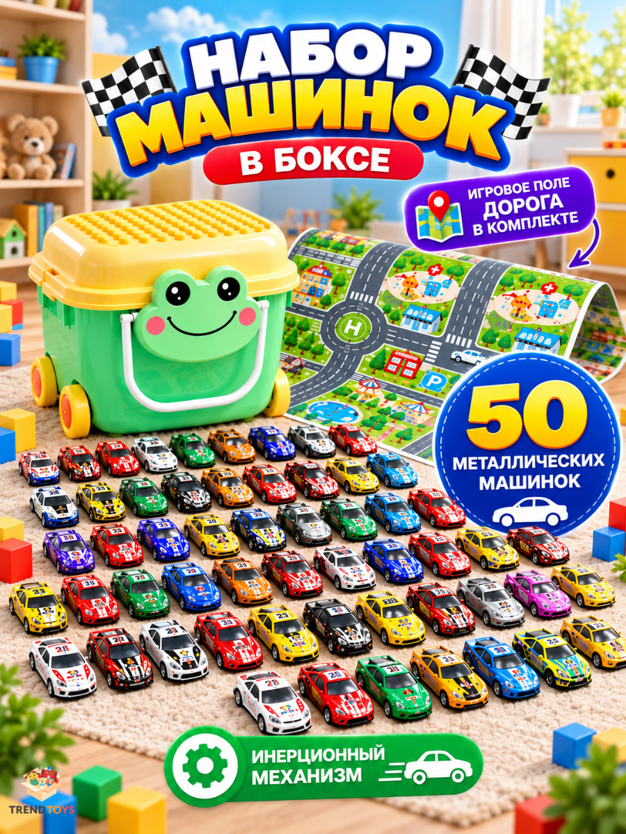 Игровой набор TrendToys Набор машинок 50 шт. в боксе DNT136 - фото 1