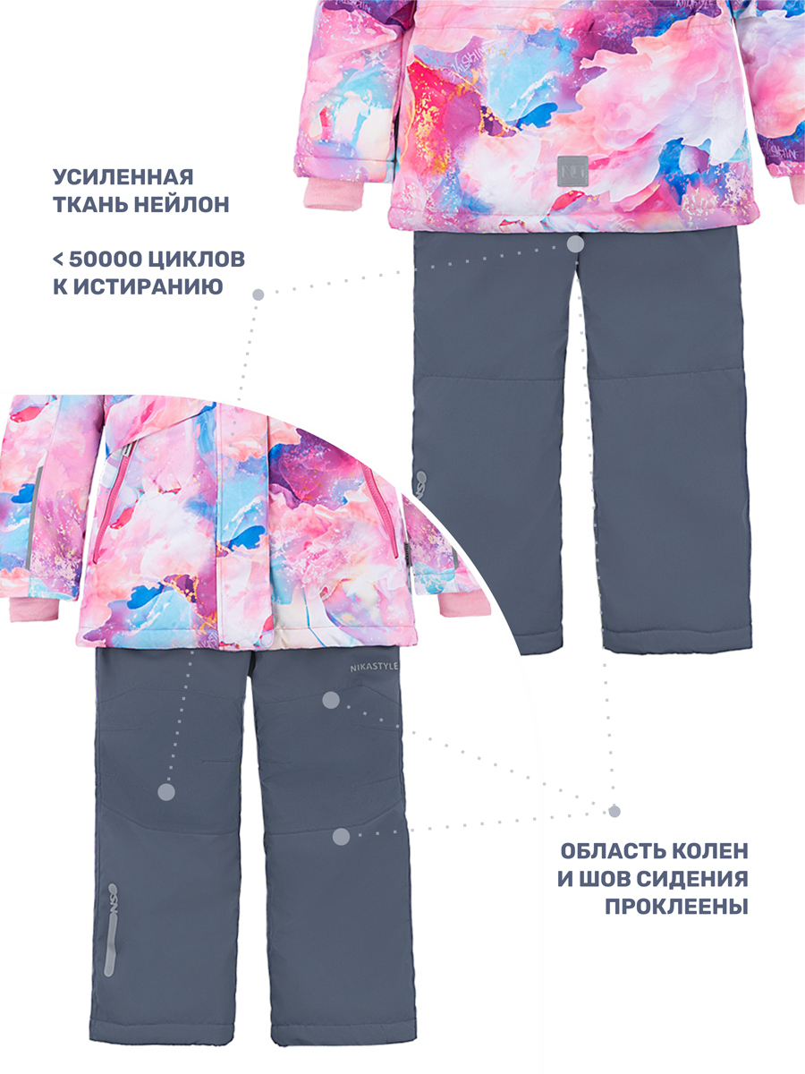 Куртка и полукомбинезон NIKASTYLE 7з1424 розовый/серый - фото 9