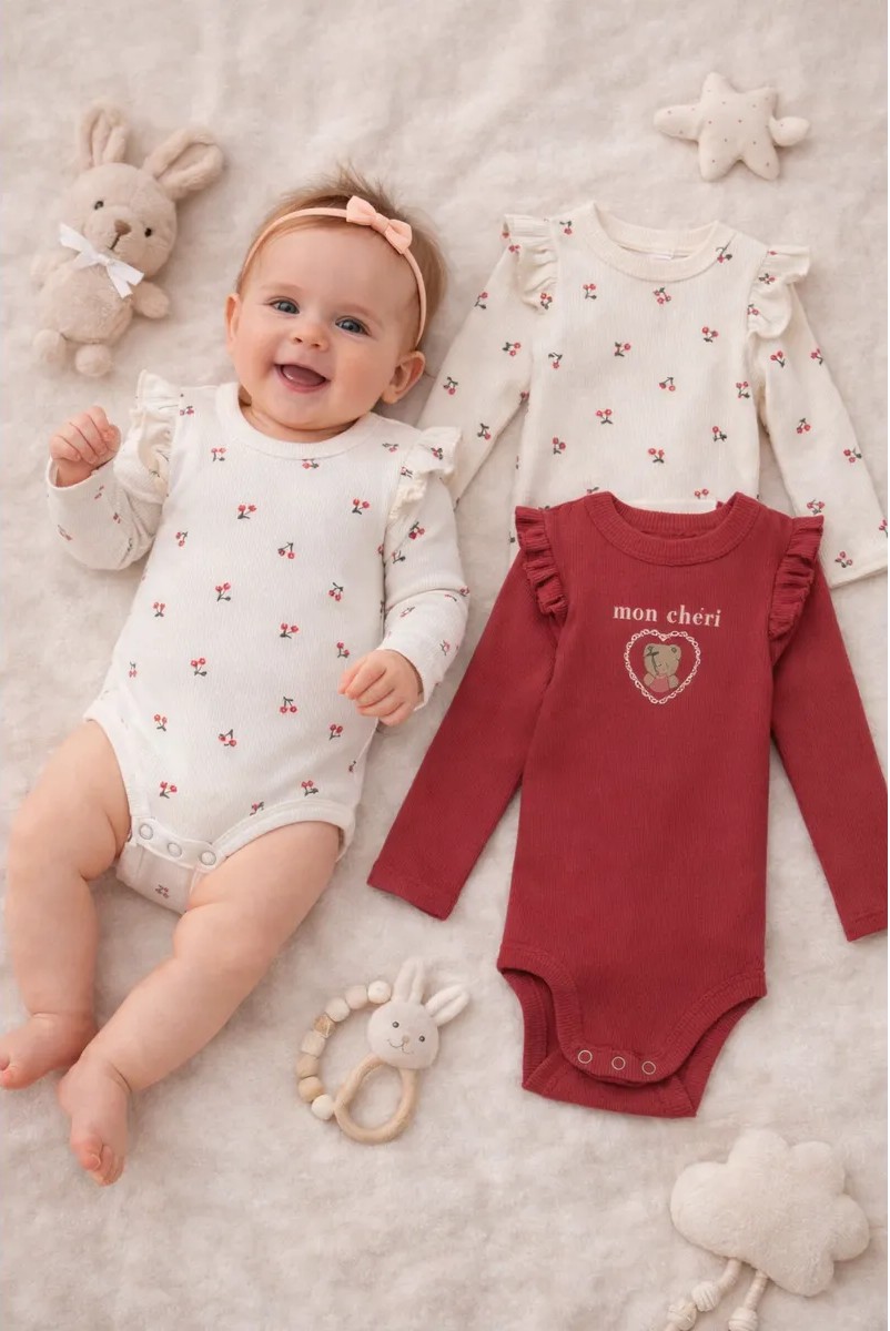 Боди 2 шт Mark Formelle (Марк Формэль) 13017-2/вишенки на молоке +кисельный - фото 1